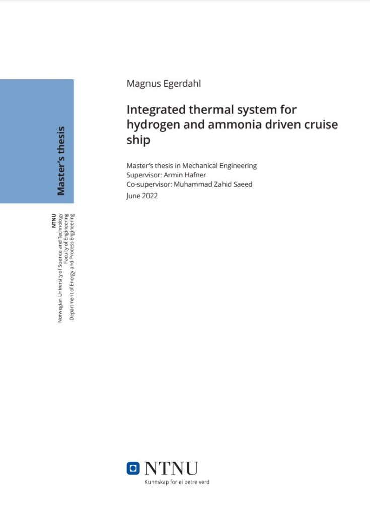 Integrated thermal system for hydrogen and ammonia driven cruise ship